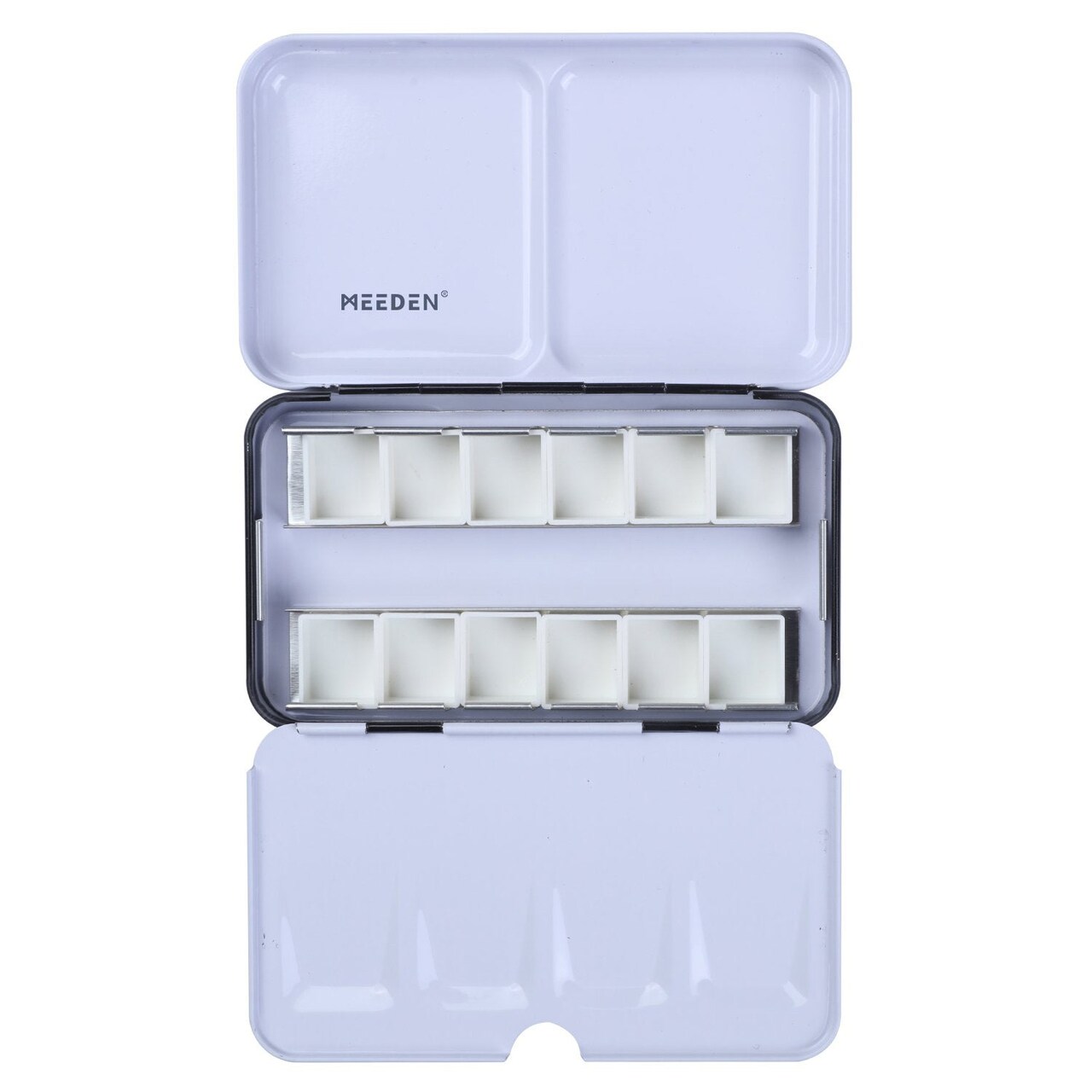 MEEDEN Empty Watercolor Tin Palette, Small Travel Metal Paint Box with 12 Pcs Half Pans